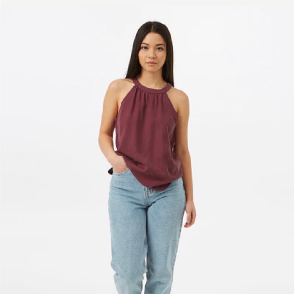 Tentree Cyprus halter tank in a rusty red size large
